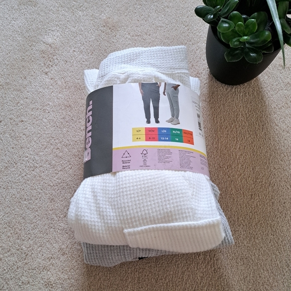 New! Bench Waffle Cargo Lounge Pants 2 Pack Women's Medium Grey Cream Casual - Picture 3 of 13